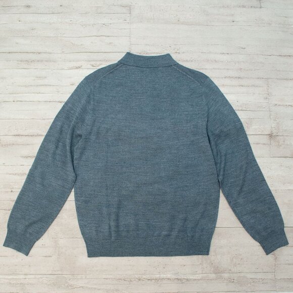 NWT J. Crew Merino Wool Blend Sweater Polo Heathered Evening Storm size M - Picture 7 of 11
